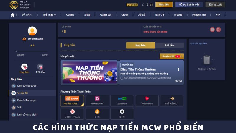 Các Hình Thức Nạp Tiền MCW Phổ Biến